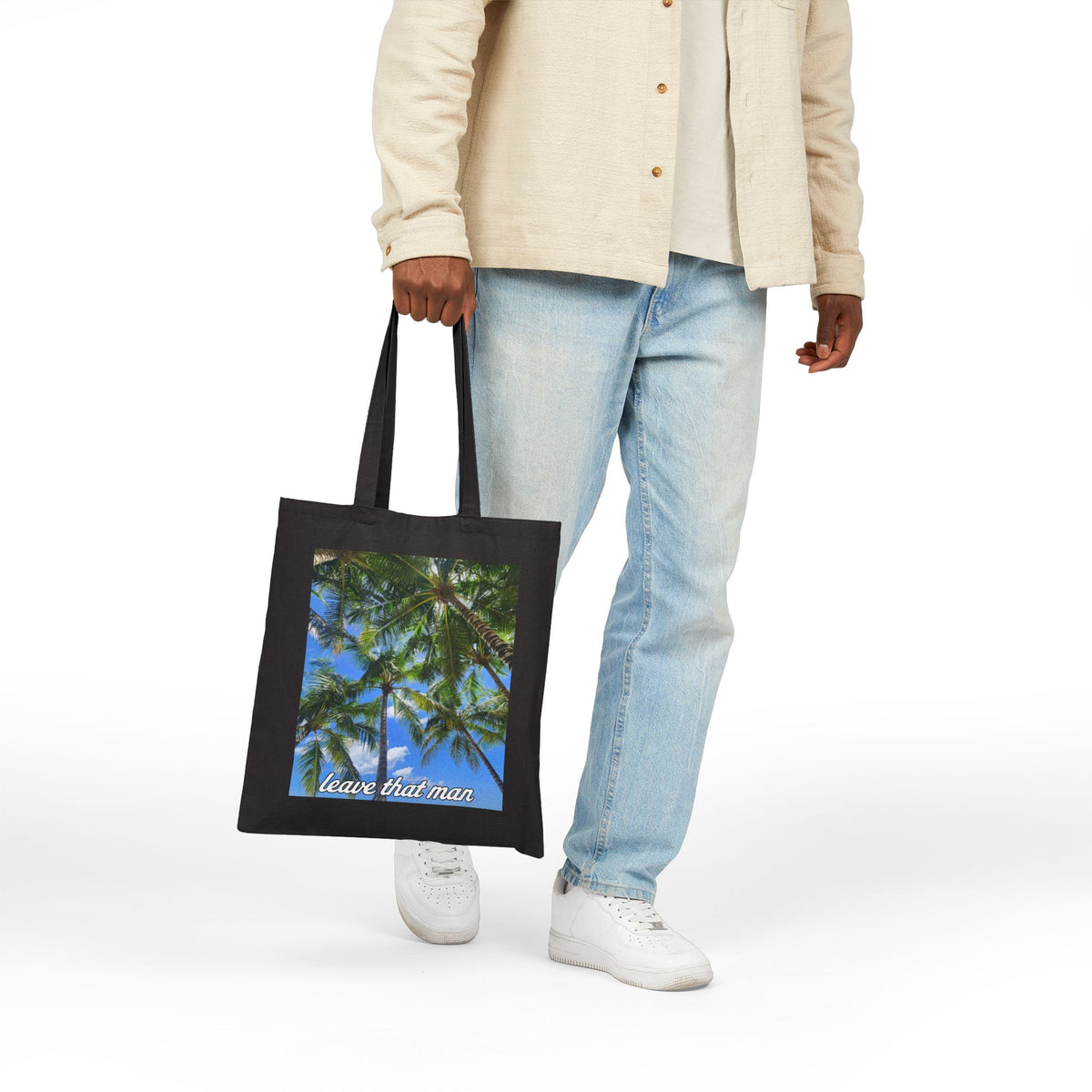 'Leave That Man' Cotton Tote Bag