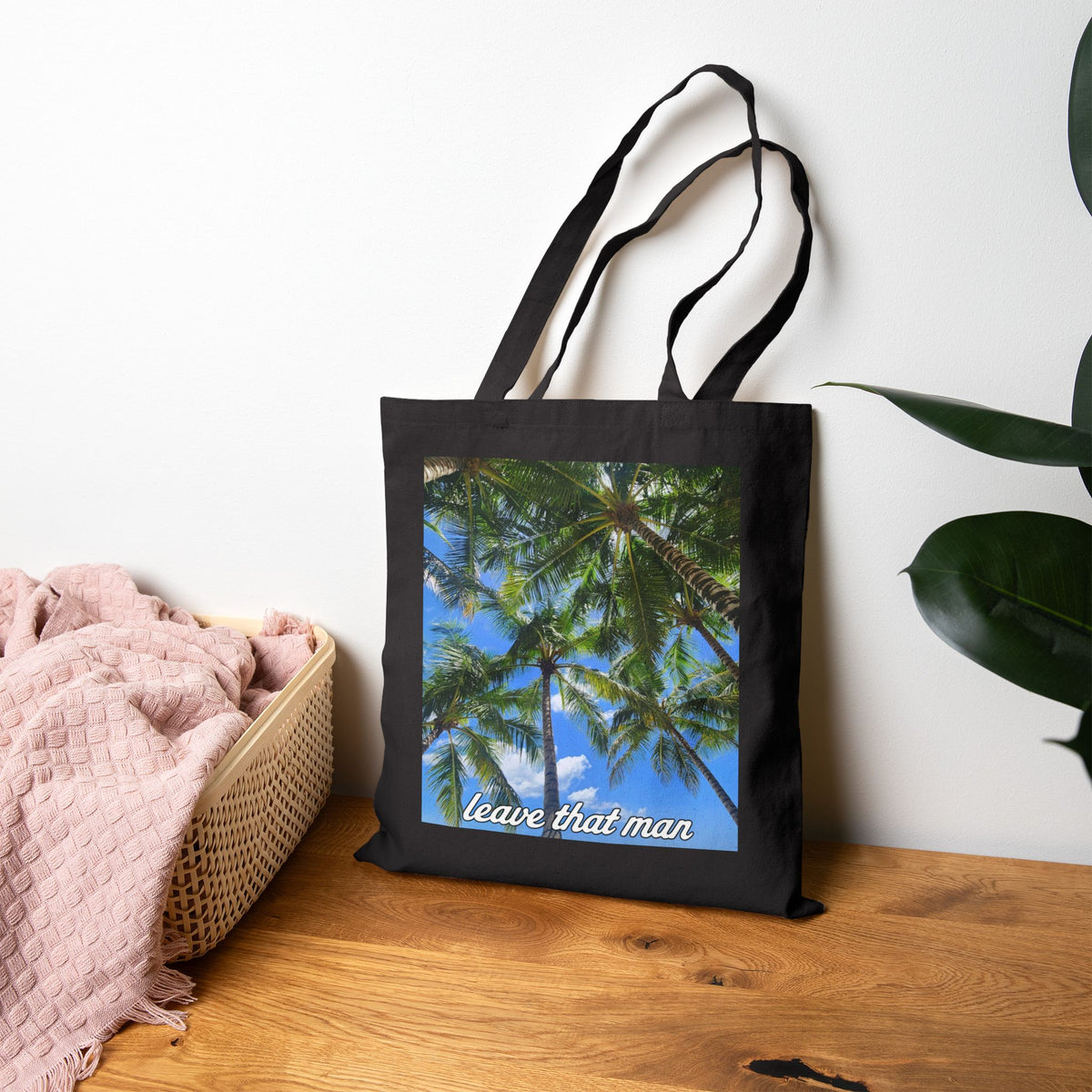 'Leave That Man' Cotton Tote Bag