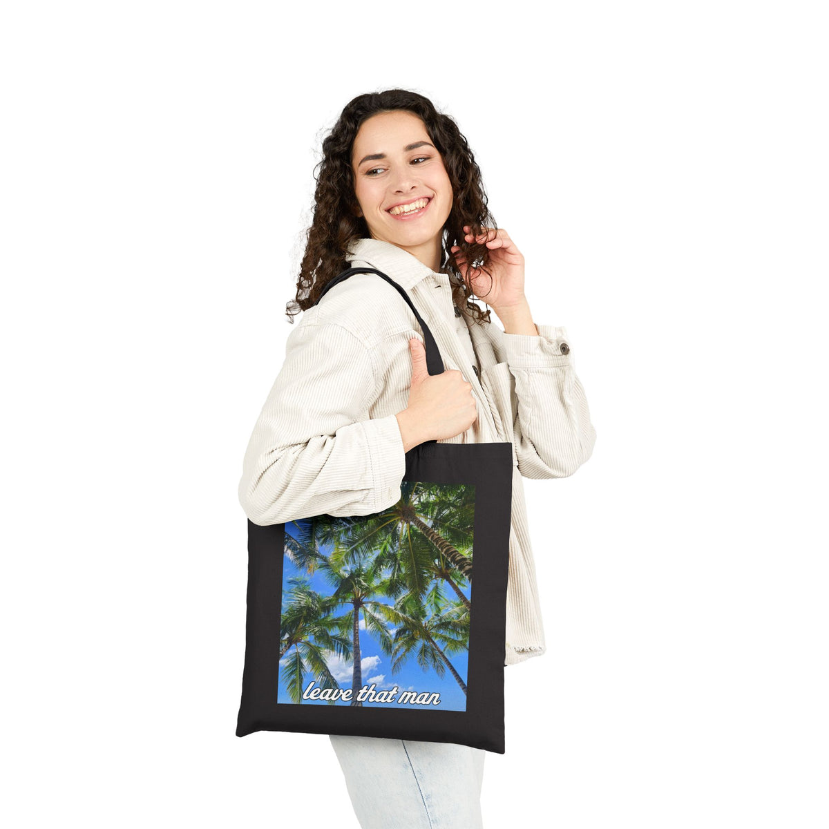 'Leave That Man' Cotton Tote Bag