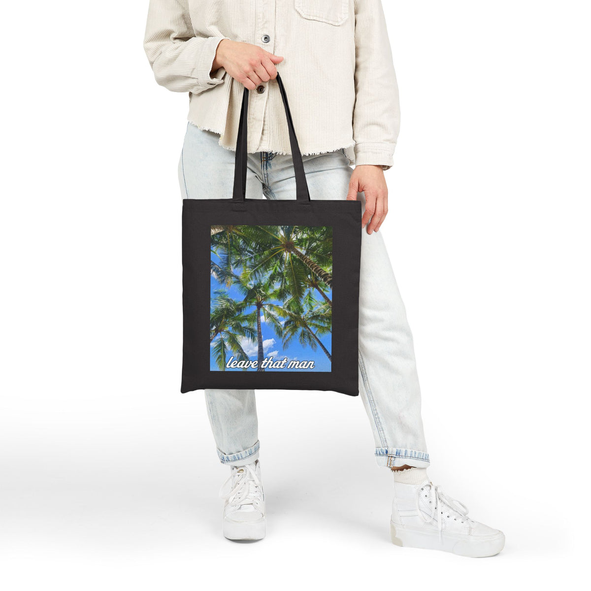 'Leave That Man' Cotton Tote Bag